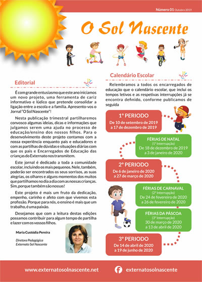 Externato Sol Nascente - Jornal O Sol Nascente N.º01